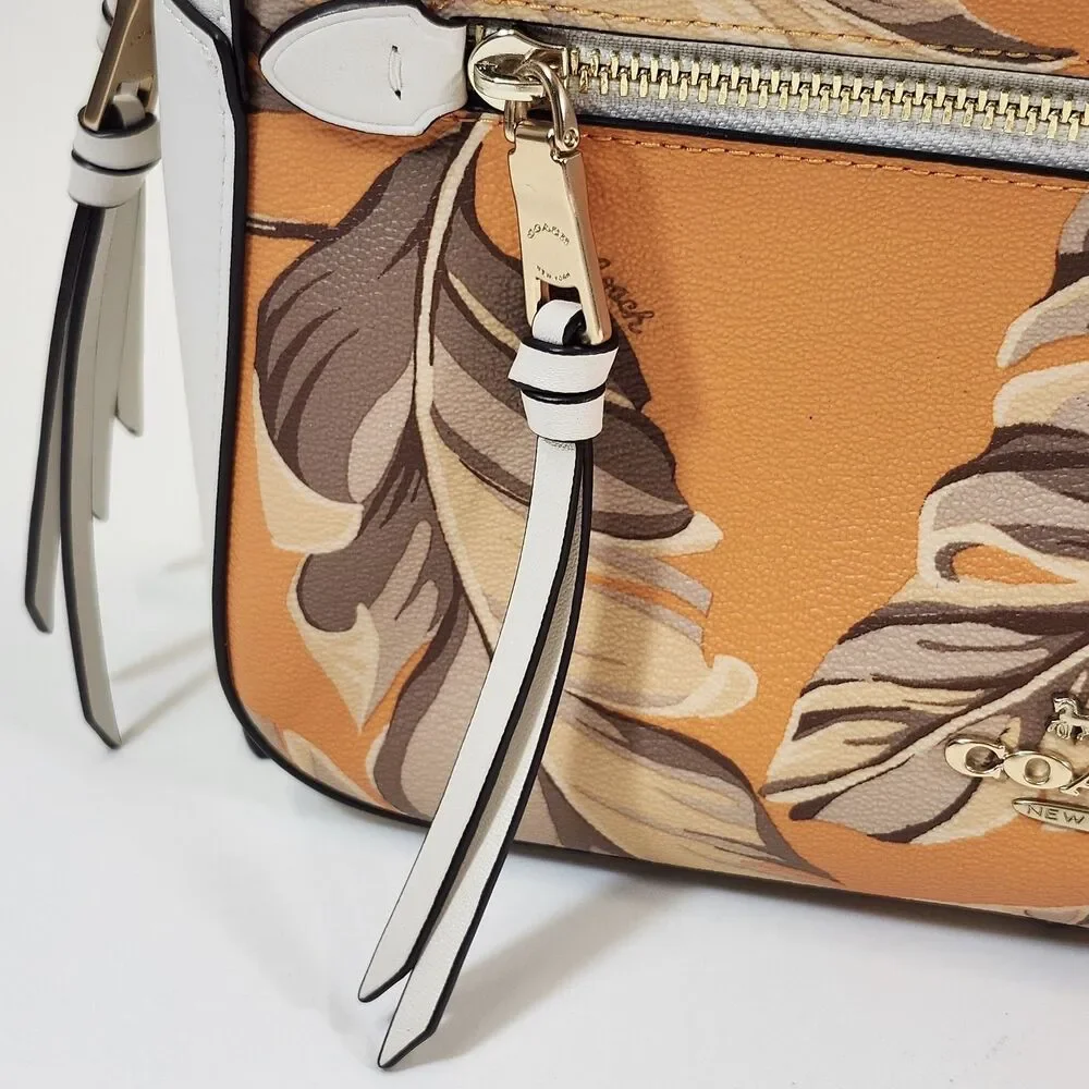 Coach 3962 Jordyn Backpack Banana Leaves Redwood Sunbeam Multi Orange Bag Purse